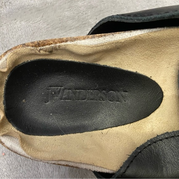 JW Anderson Black Leather Gold Chain Loafer Mules Size 6 - Picture 3 of 8